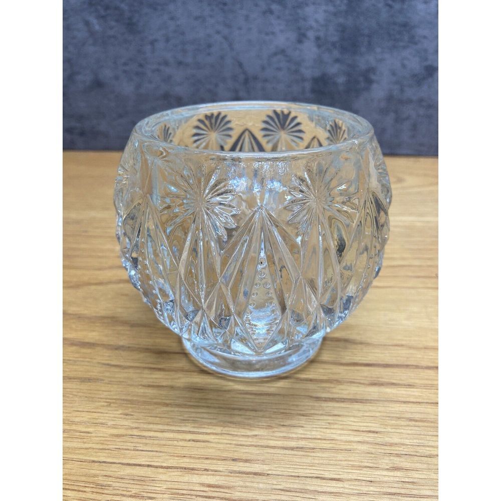Avon Crystal Cut Glass Round‎ Ball Shape Vase 4"
